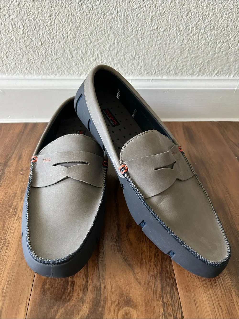 Swims Taupe and Navy Penny Loafers